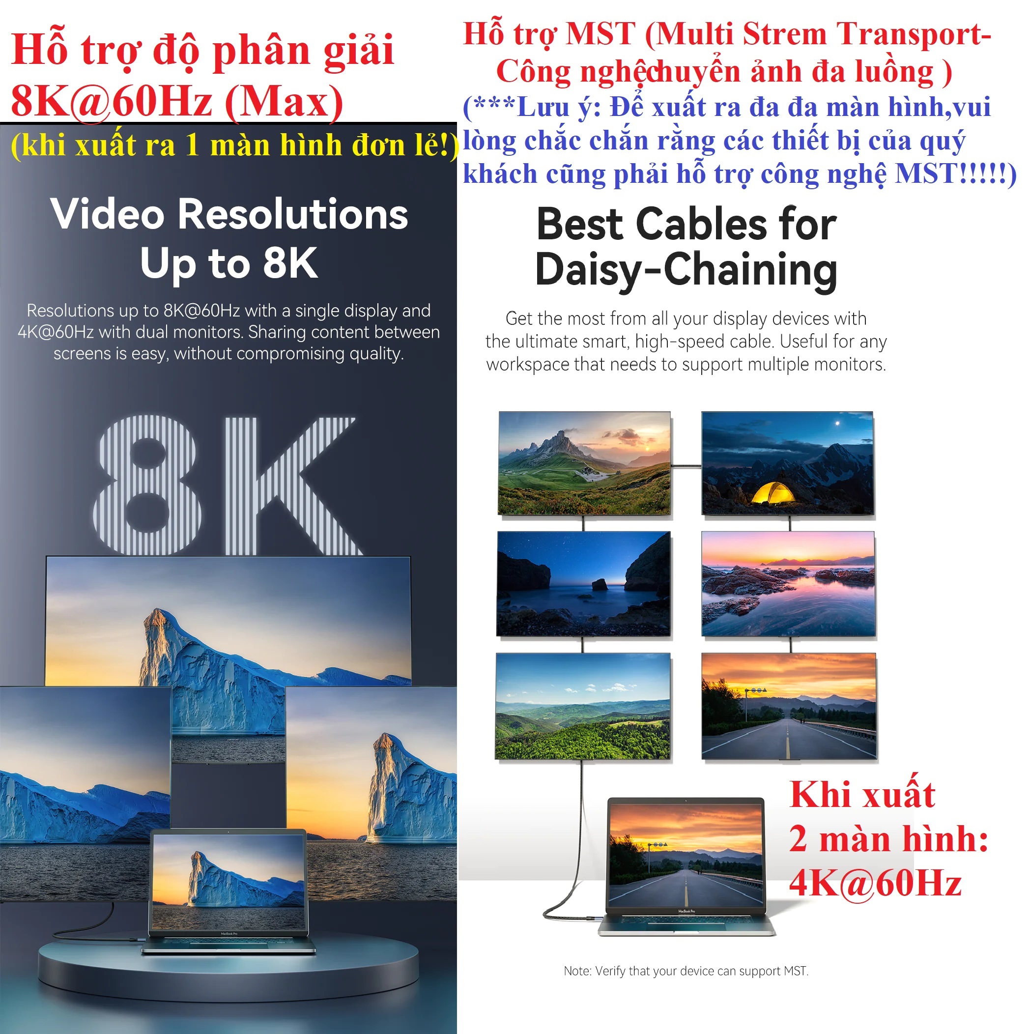 Cáp 2 đầu Type C 4.0 chuyển video hình ảnh 8K@60Hz công suất 240W Vention TAV _  hàng chính hãng