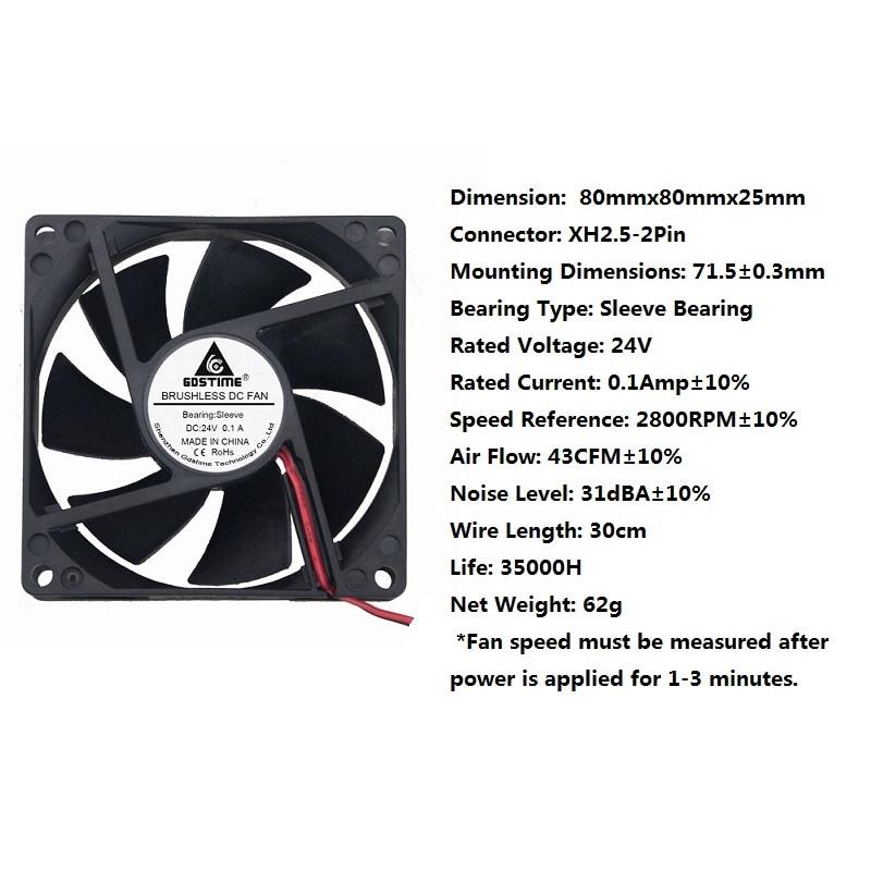 1 Pieces Gdstime 80x80x11mm DC 14V Brushless Motor Cooler PC CPU VGA Cooling Fan 8cm 80mm x 11mm 8011