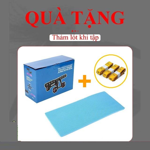 Con lăn tập bụng 4 bánh Tặng thảm + thước dây Con lăn tập cơ bụng 4 bánh đa năng siêu bền