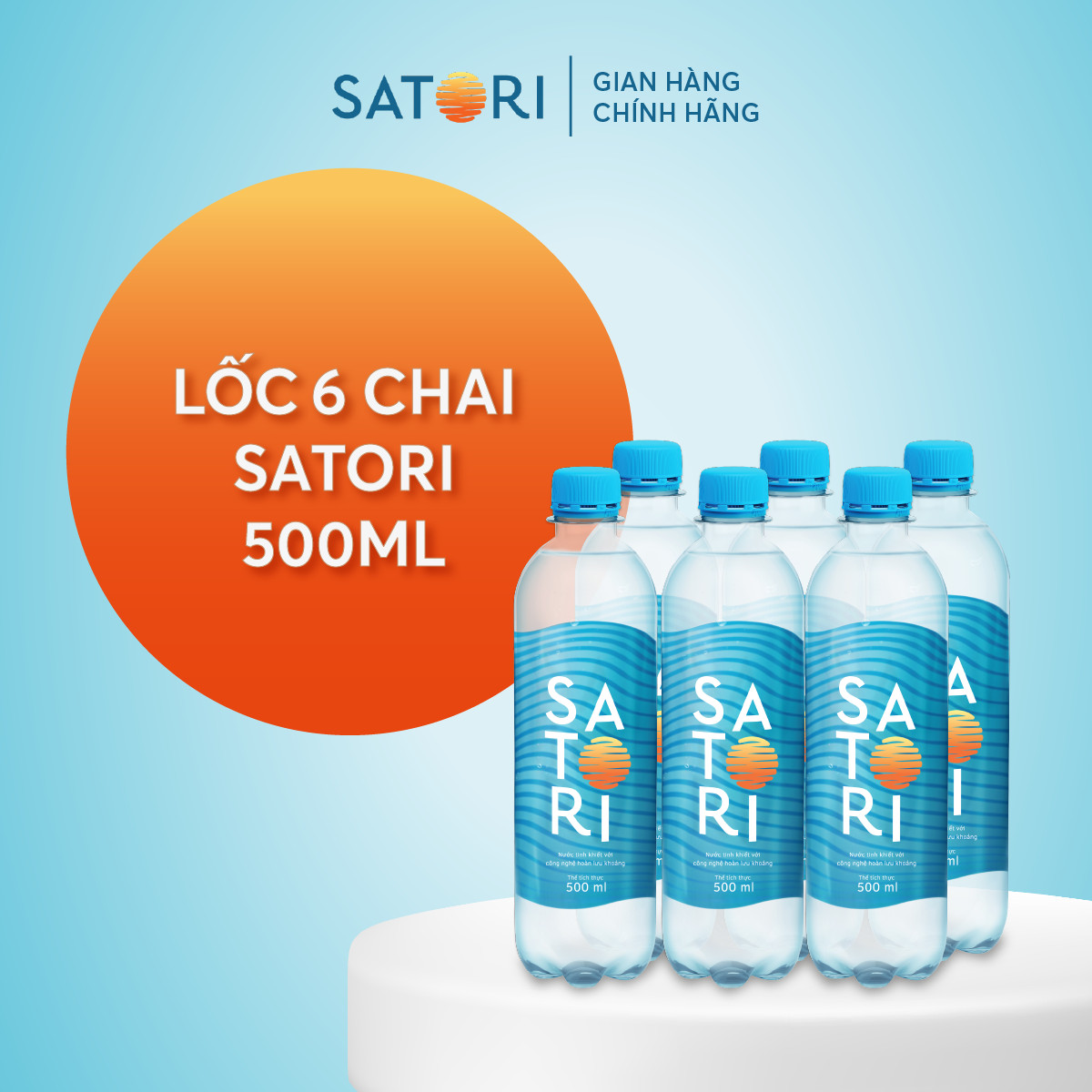Lốc 6 chai nước suối (500ml/chai) SATORI - Công Nghệ Hoàn Lưu Khoáng 