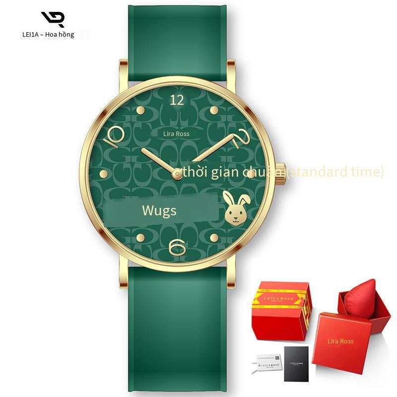 Phong cách mới nhất thỏ năm cung hoàng đạo đồng hồ năm sinh năm nhỏ đồng hồ màu đỏ thời trang chống thấm nước hoa văn sunburst đồng hồ thạch anh nữ đồng hồ