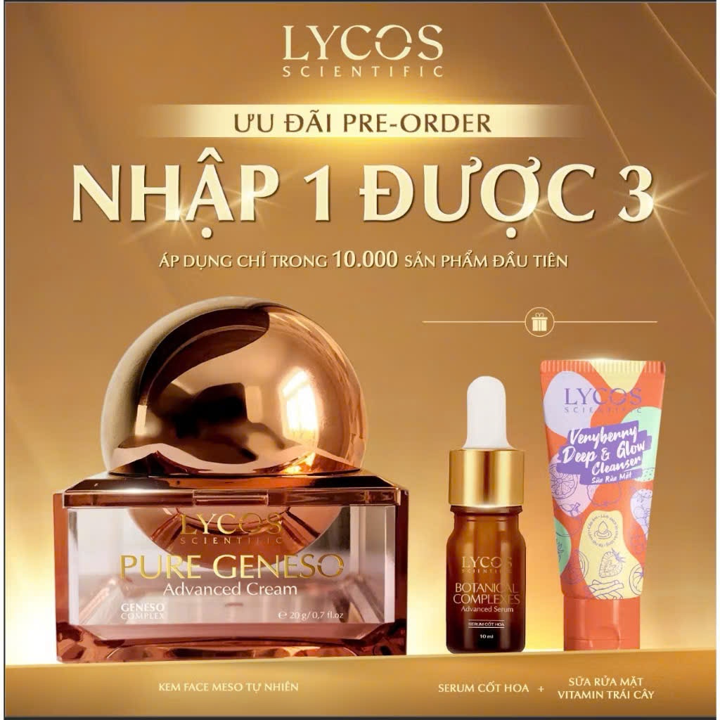 [MUA 1 ĐƯỢC 3] Kem Face Meso Tế Bào Gốc Pure Geneso Advanced Cream Lycos 20g: Sáng mịn, bật tone, giúp da căng mướt mịn màng ngay sau khi sử dụng
