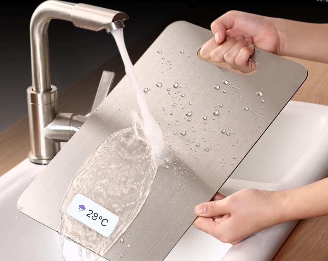 Thớt Inox 304 Hình Chữ Nhật Kháng Khuẩn - Giã Đông - Chống Rỉ Sét 34.5X24 - Dày 0.3Cm - CH Hương Thị Miễn Phí Vận Chuyển