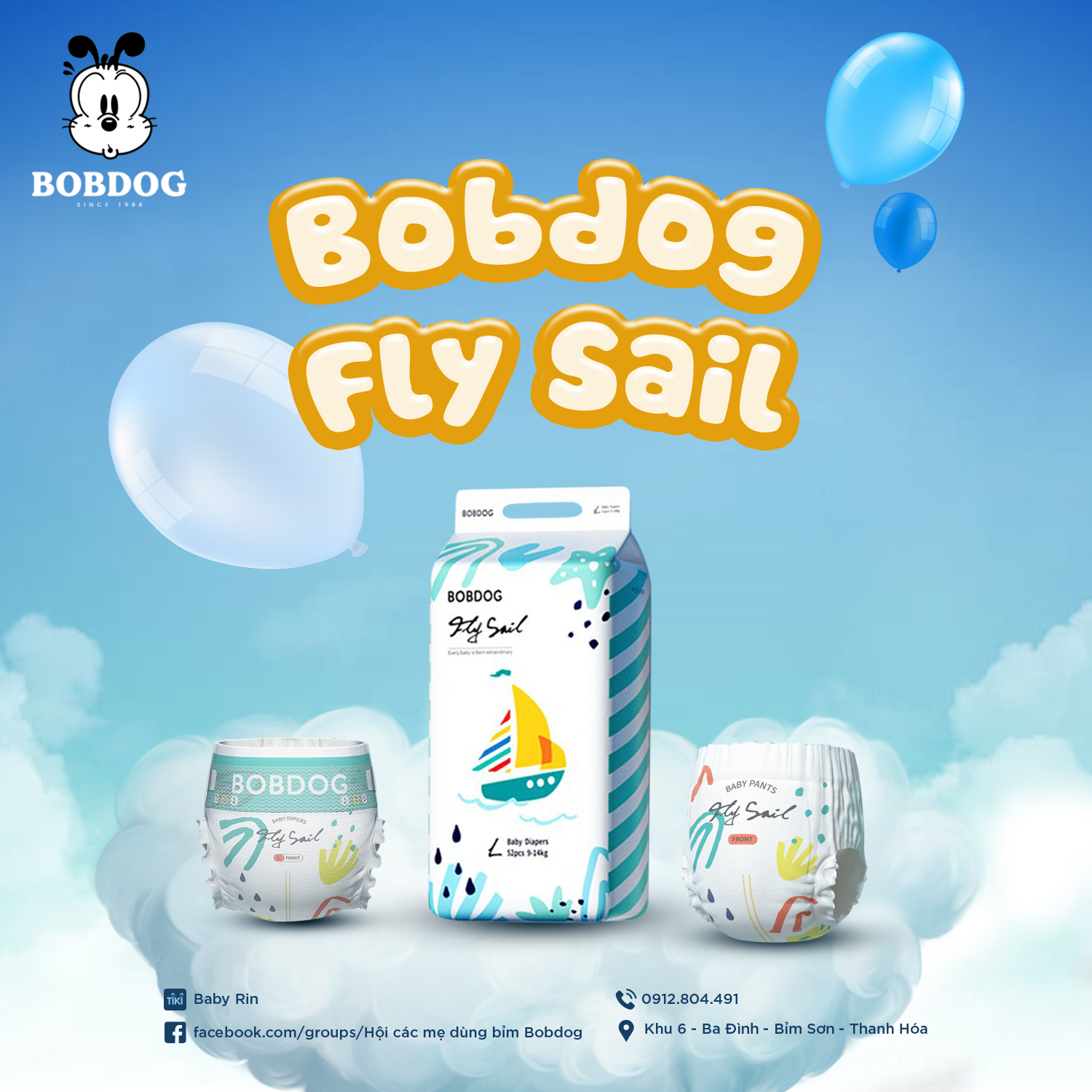 Tã dán/quần Bobdog Dream/Fly Sail size /// ̂́