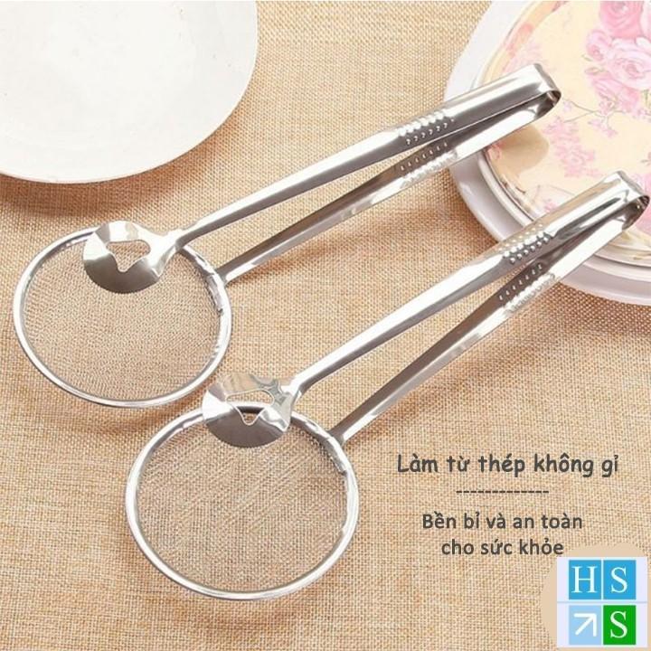 Kẹp Vợt Gắp Thực Phẩm Chiên Rán Thép Không Gỉ, Vớt Cặn Dầu Chiên Có Lưới, Kẹp Gắp Ráo Nước Đồ Ăn Tiện Lợi - Loại Tốt