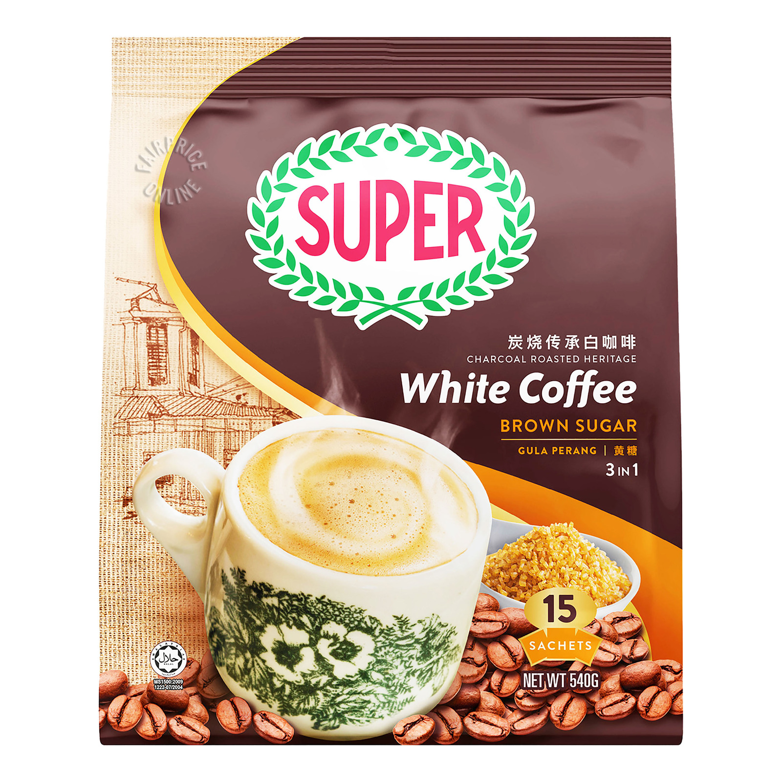 Cà phê trắng Super White Coffee 3 in 1 - Brown Sugar (Đường Nâu)