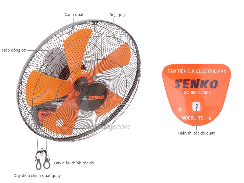Quạt treo 2 dây 4,5 Tấc Senko TC116