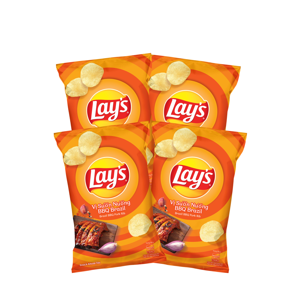 Combo 4 Lays Vị Sườn Nướng BBQ 95g