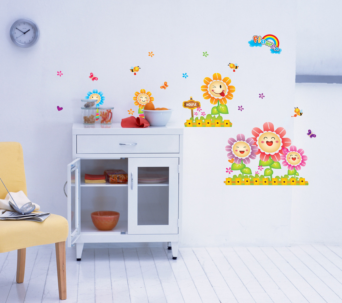 Decal dán tường cho bé Hoa mặt trời dễ thương ngộ nghĩnh AmyShop