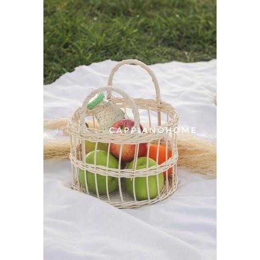 Giỏ mây tay cầm, giỏ đựng hoa quả, giỏ đựng đồ tiện tợi, giỏ đi picnic, giỏ decor trang trí cực đẹp