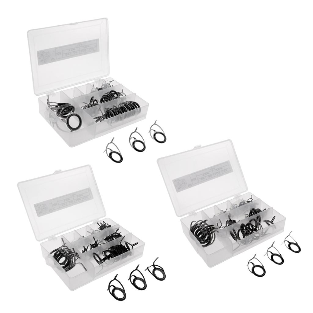 75x Stainless Steel Fishing Rod Guide Ring Rod Repair Kit DIY Tip Ring