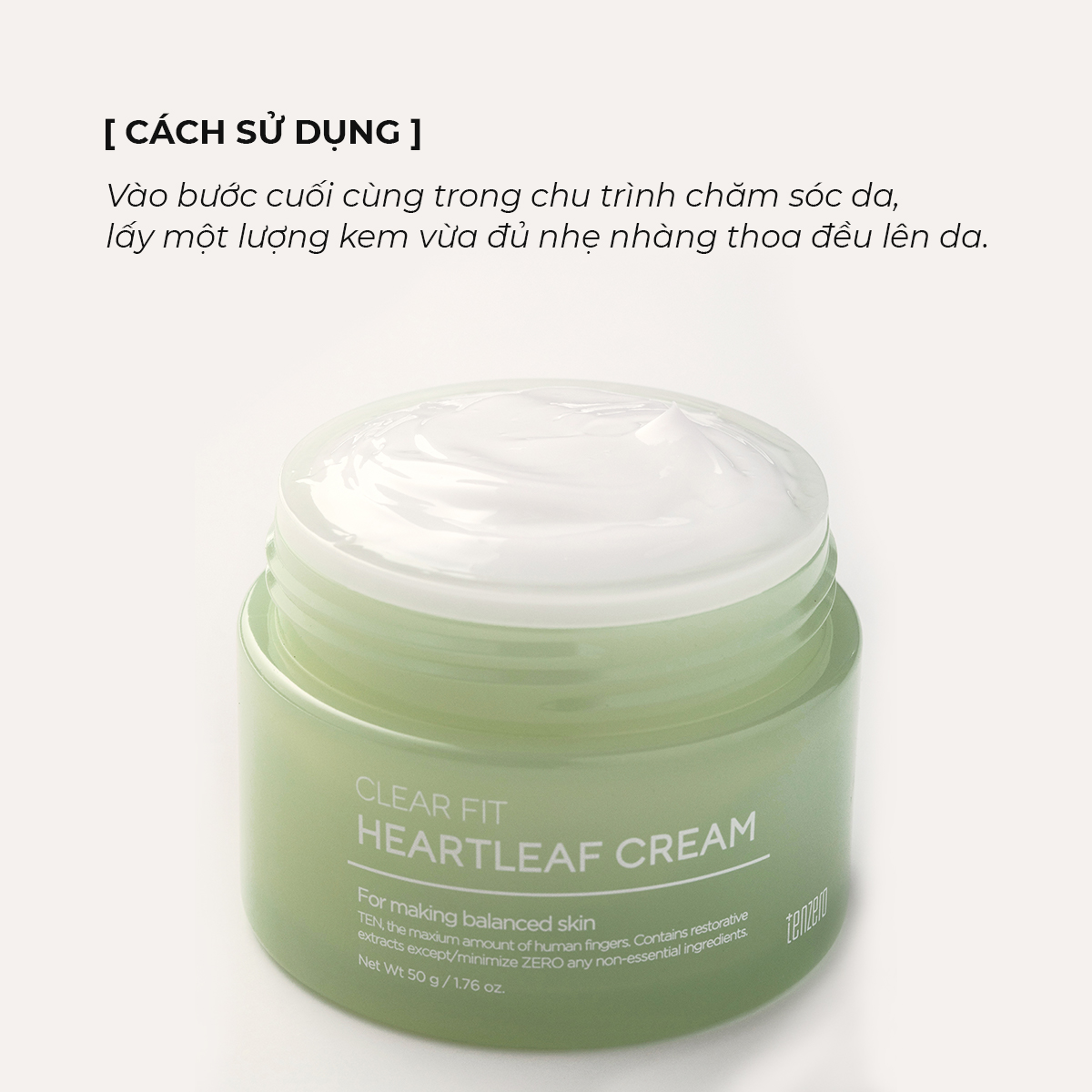 Kem dưỡng săn chắc, ngăn ngừa nếp nhăn Tenzero Clear Fit Heartleaf Cream 50g