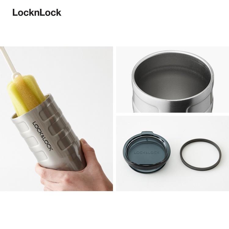 Ly giữ nhiệt Lock&amp;Lock 550ml Bumper Tumbler LHC4139SLV - Hàng chính hãng, thép không gỉ, miệng ly rộng - Hapos