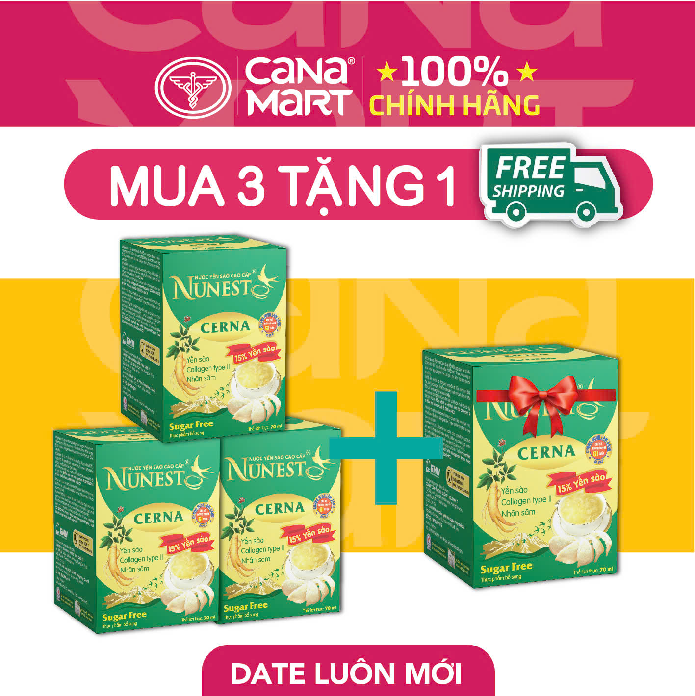 [Hộp 6 lọ x 70ml] Nước yến sào cao cấp Nunest Cerna dành cho người bệnh tiểu đường