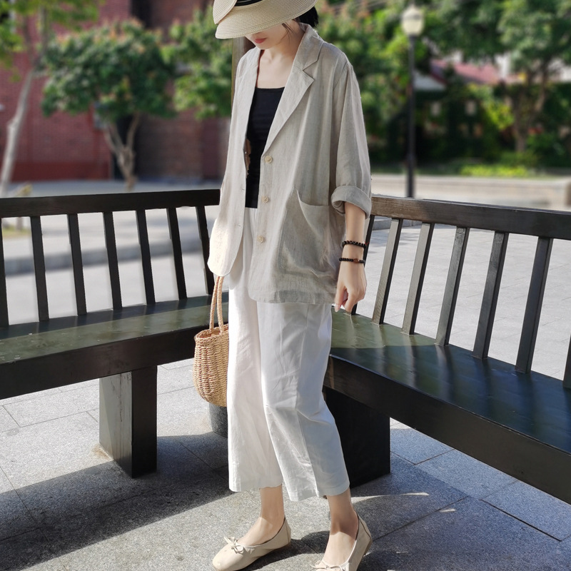 Hình ảnh Áo vest blazer nữ Linen dài tay trẻ trung, chất linen may mềm mịn, thời trang nữ công sở ARCTIC HUNTER AH04