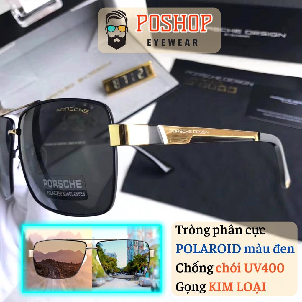 Kính mát nam POSHOP phân cực polaroid chống tia cực tím uv400 thiết kế mắt vuông dễ đeo đi đêm thời trang P8712