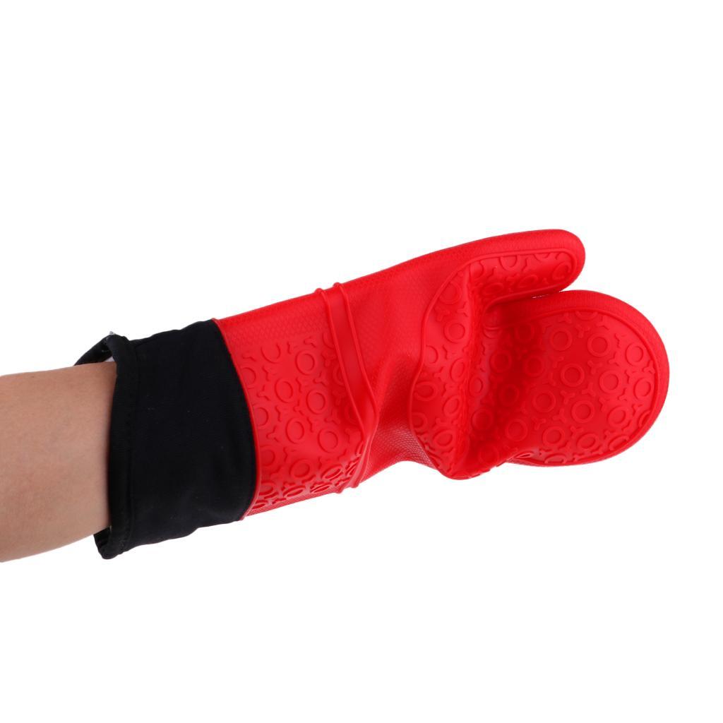 2pcs Heat Resistant Silicone Oven Gloves Baking Cooking BBQ Grilling