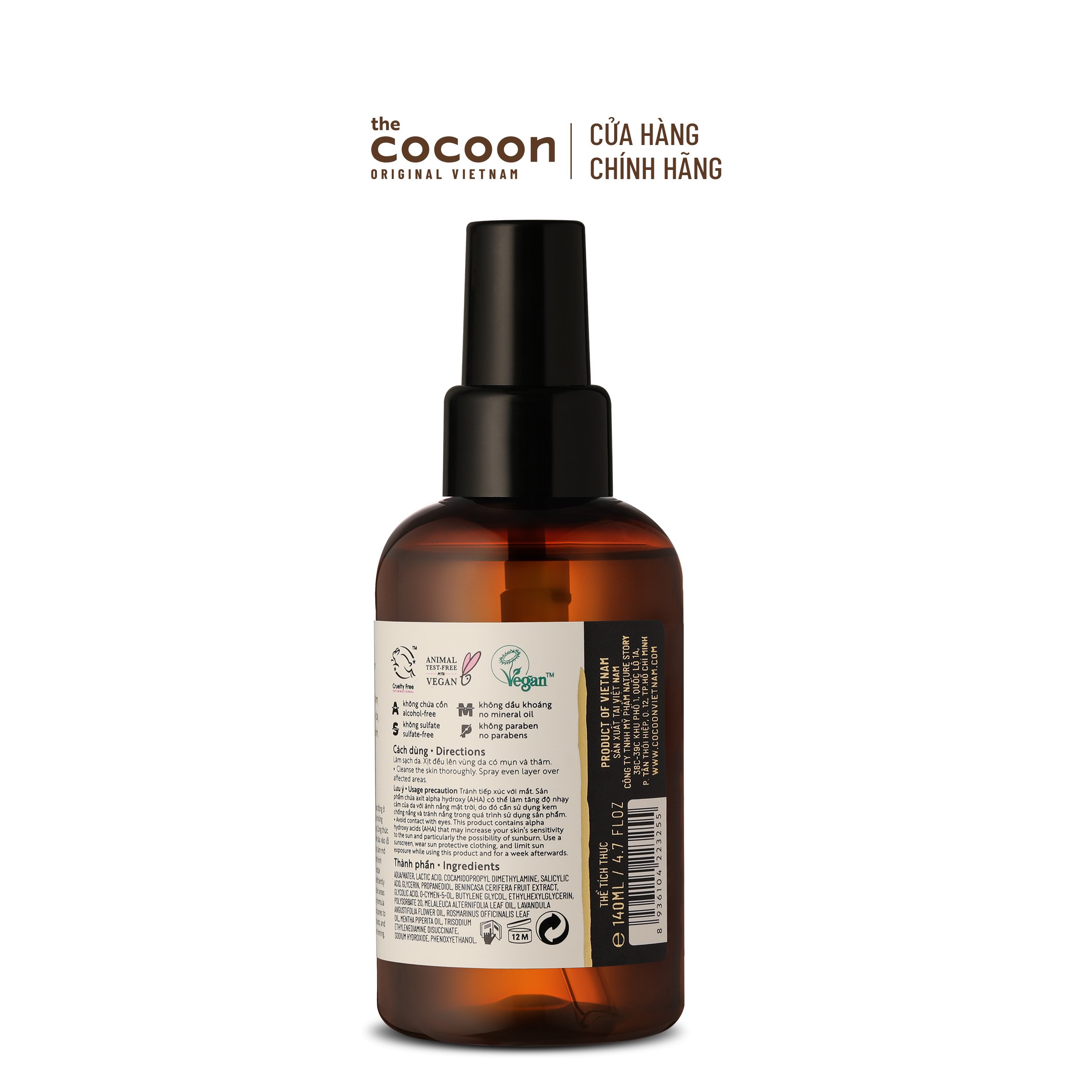 Hình ảnh Xịt thâm mụn lưng bí đao Cocoon 140ml