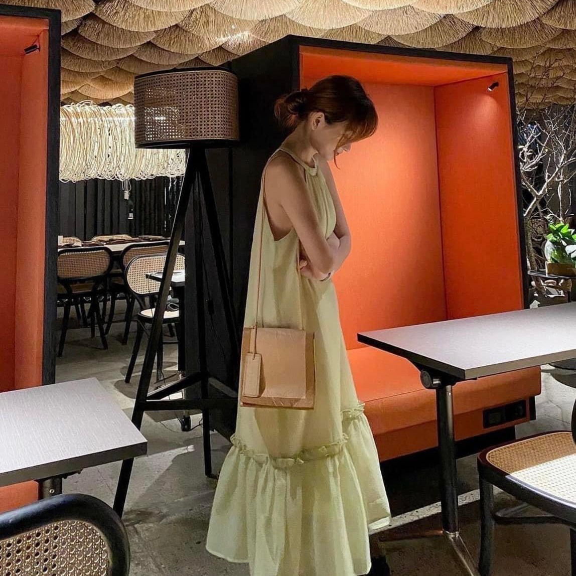 ĐẦM DÂY CỔ YẾM DÀI MIDI SUÔNG TRƠN XANH BƠ SÁT NÁCH HẠ EO MAXI ĐUÔI CÁ DẠO PHỐ ĐI TIỆC ĐI CHƠI ĐI BIỂN