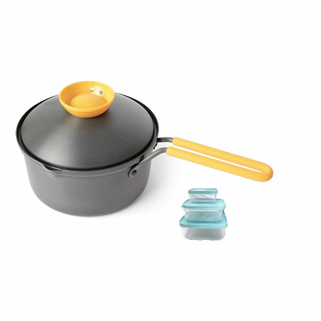 Nồi Lock&amp;Lock Cookplus Speed Cook Một Tay Cầm LCA3181Y 18cm Tặng Kèm Bộ 3 Hộp Nhựa Đựng Thực Phẩm