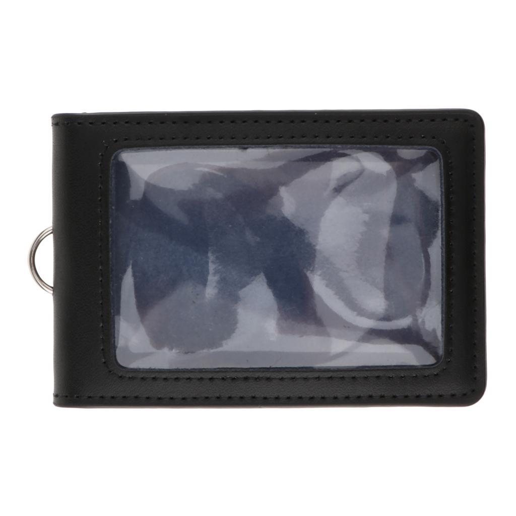 PU leather double cards vertical style  badge holder light gray