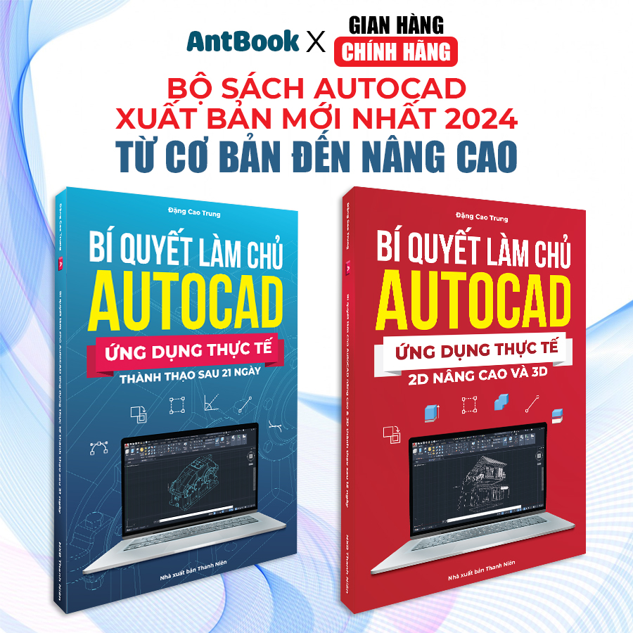 Sách Autocad - Bộ 2 Cuốn Từ Cơ Bản Đến Nâng Cao Xuất Bản Chính Hãng, Ứng Dụng Thực Tế, In Màu, Kèm Video Hướng Dẫn