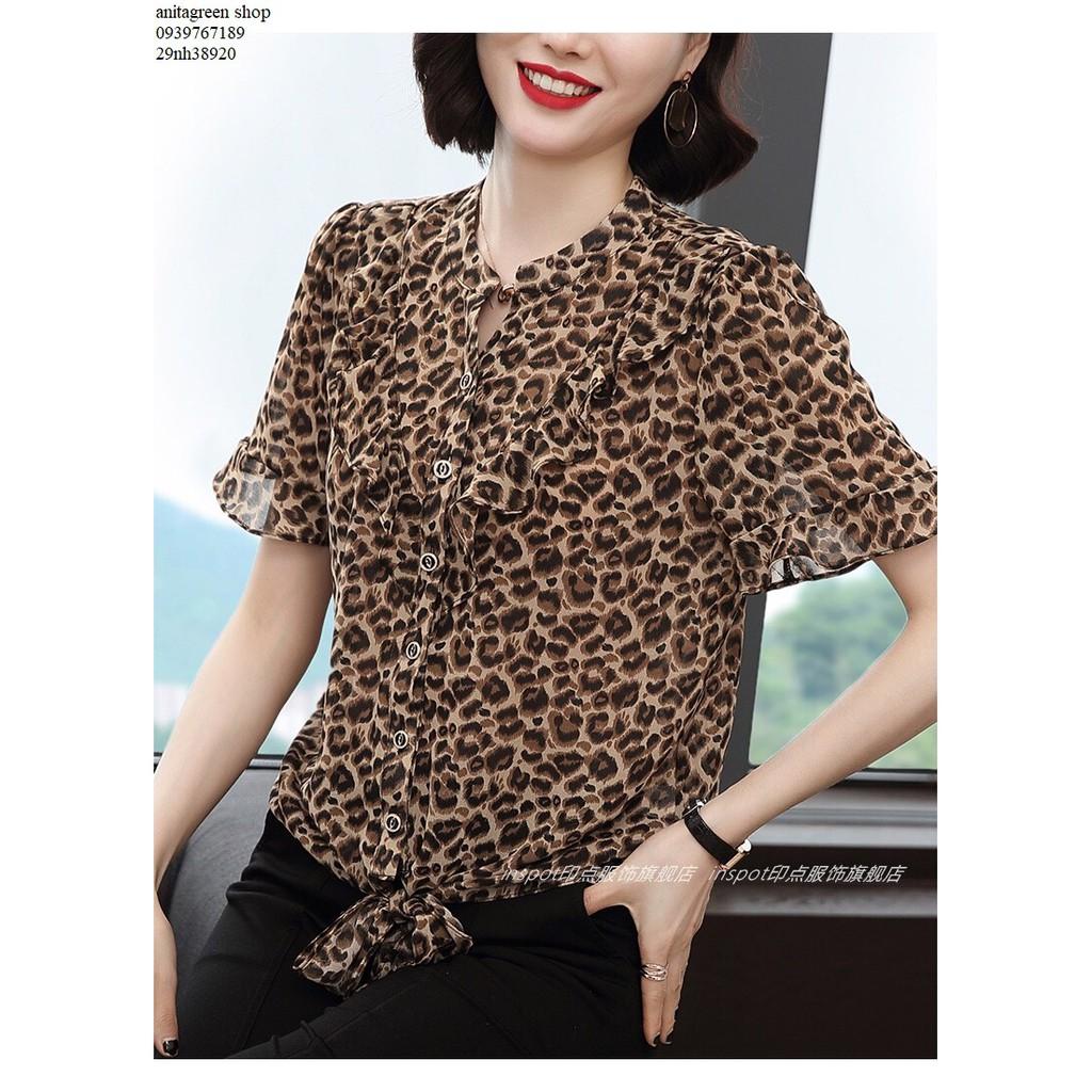 Nh38920-ÁO SƠ MI DA BEO CỘT NƠ