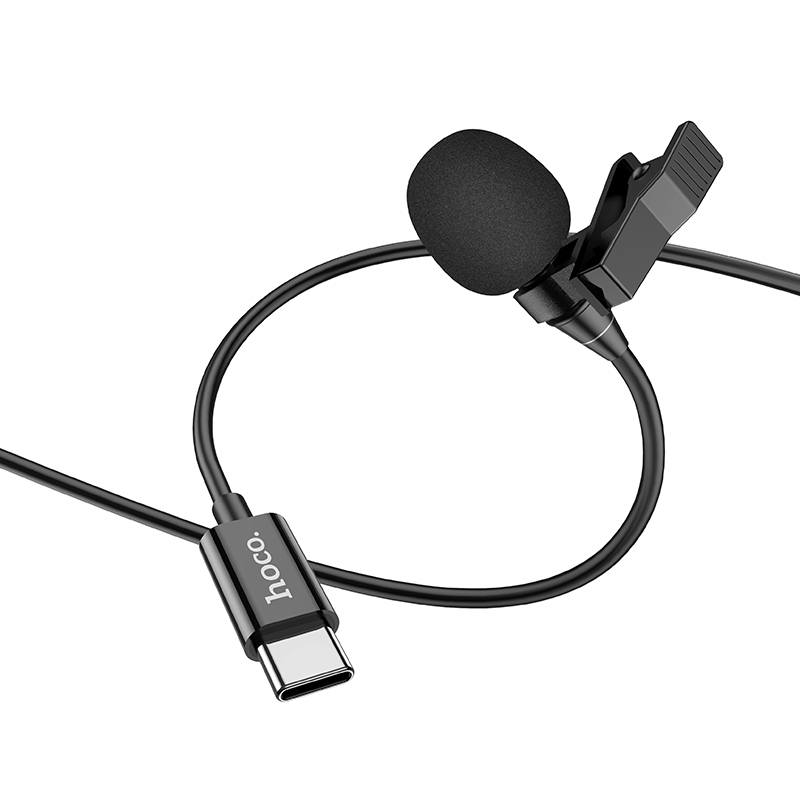 Micro thu âm có kẹp cài áo chân cắm 3.5m / type C hoco L14  cho điện thoại / laptop - Hàng chính hãng - Chân type-C