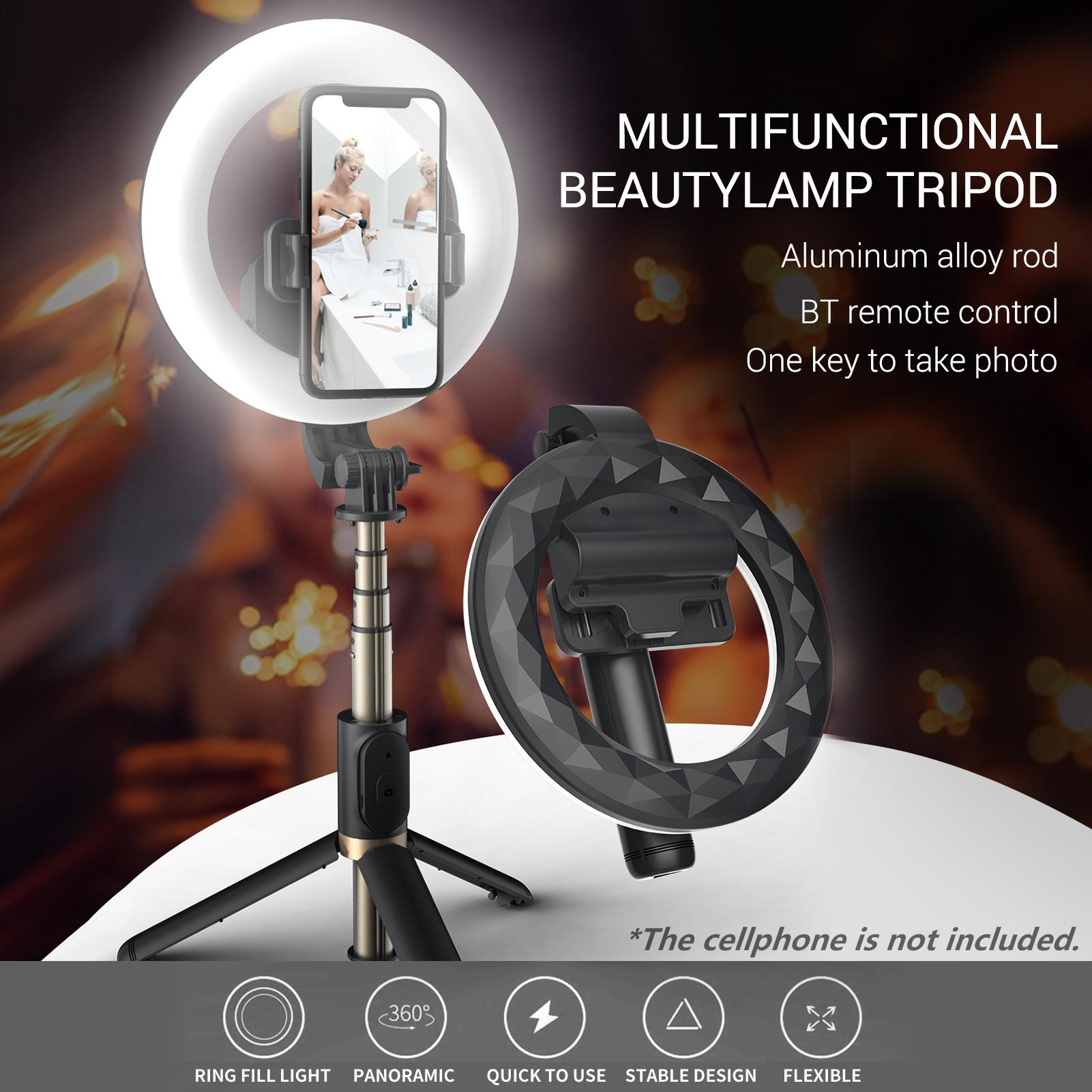 Gậy chụp ảnh tự sướng đa chức năng có thể mở rộng với ánh sáng vòng lớn 6 inch Nhiệt độ hai màu