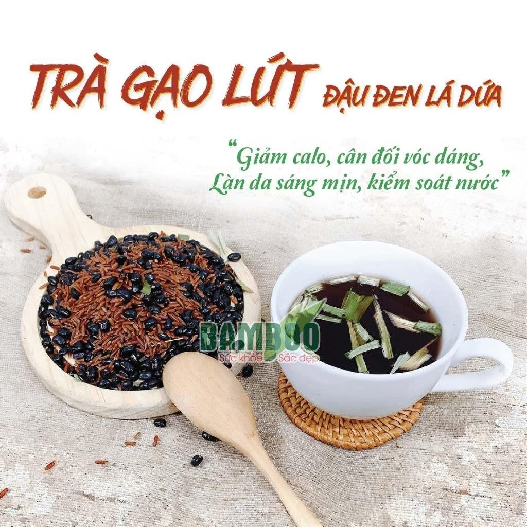 Trà Gạo Lứt Huyết Rồng Đậu Đen Xanh Lòng Lá Dứa Bamboo - Thanh Nhiệt Lợi Sữa Tốt Cho Mẹ Và Bé