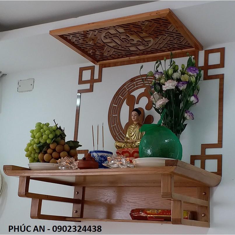 Mẫu bàn thờ phật treo tường tphcm mã 3LH80CV Size 81 x 48 trọn bộ đầy đủ y như trong hình