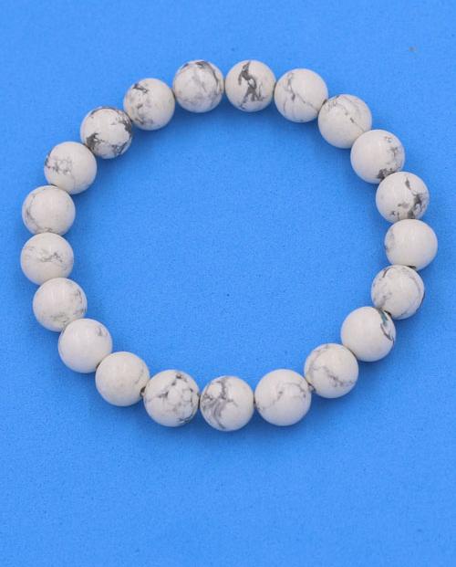 Vòng chuỗi đeo tay đá White Howlite 8 ly 21 hạt - hợp mệnh Kim, mệnh Thủy - Vòng tay size nhỏ phù hợp cho nữ