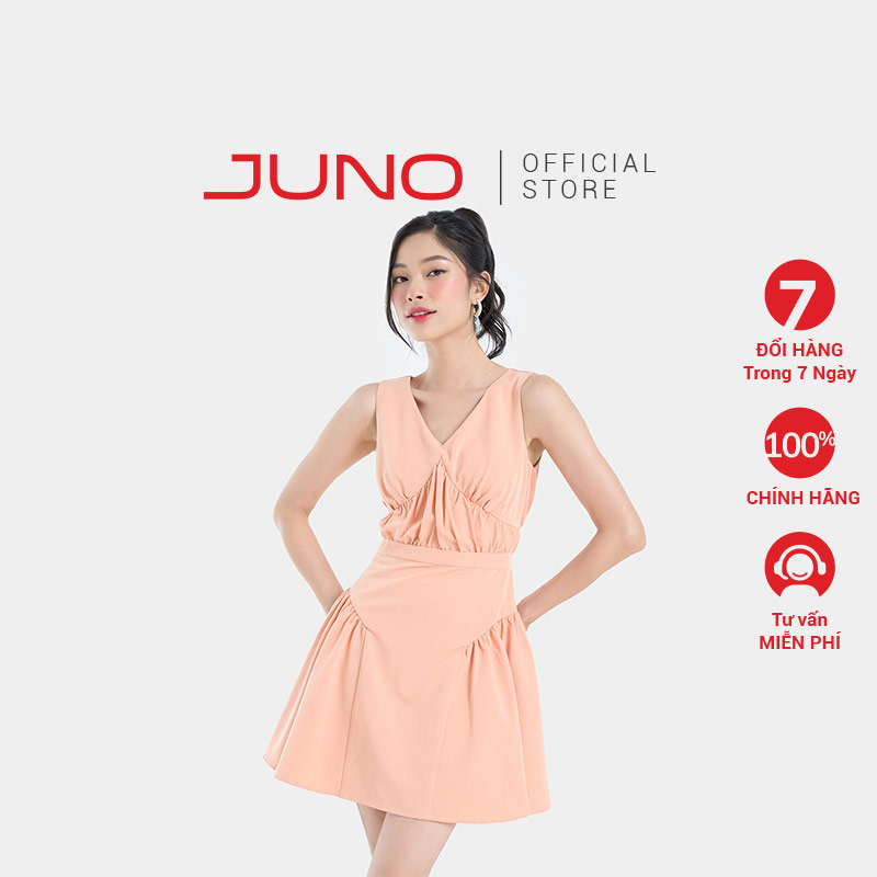 Đầm Ngắn Nữ Thời Trang JUNO Sát Nách Cổ V JNDNG012