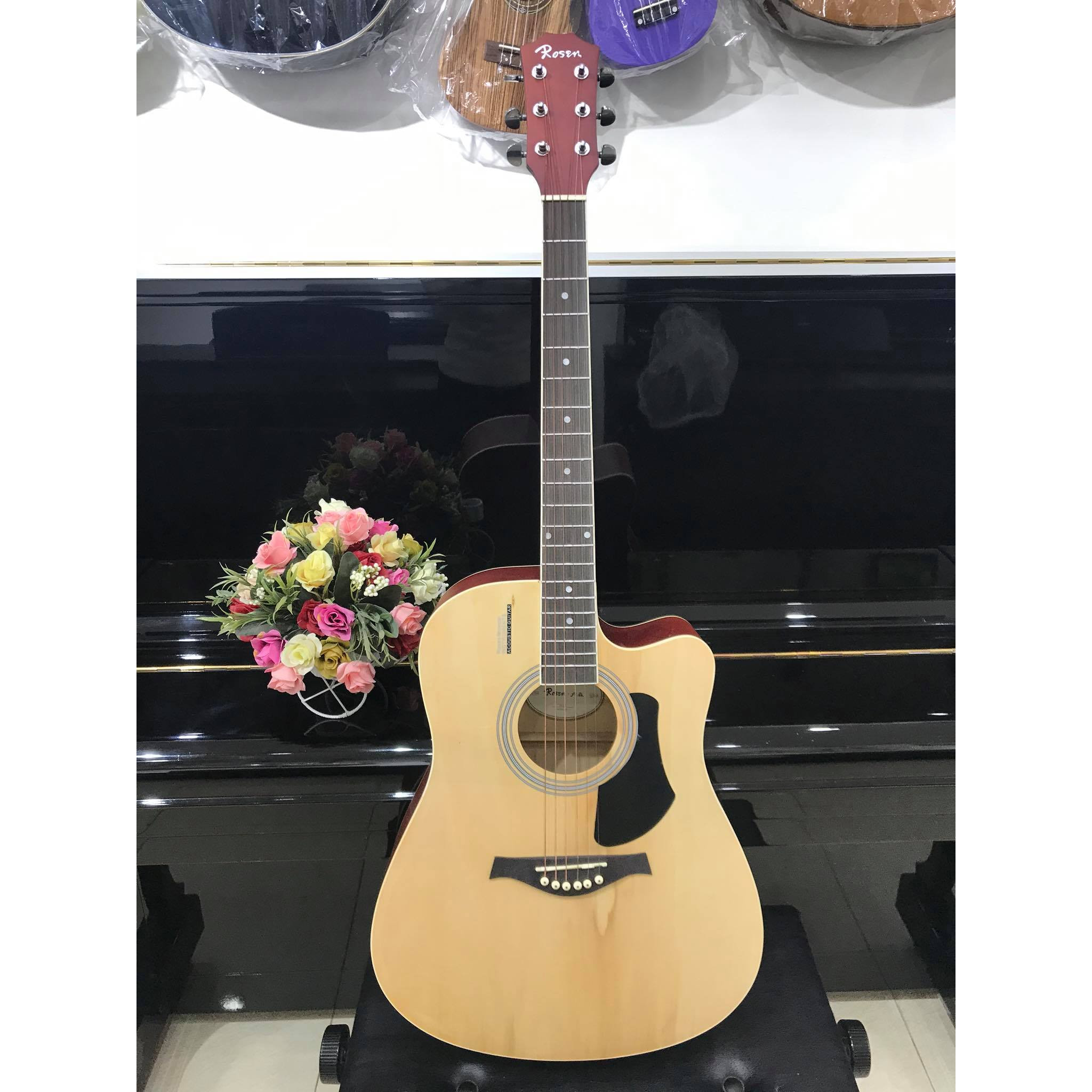 Đàn guitar acoustic MKR1  màu vân gỗ , size 4, vân gỗ, kèm bao da, 1 bộ dây