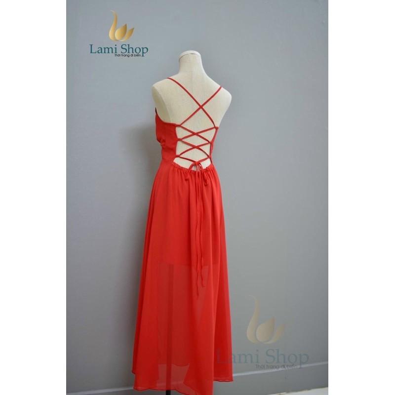 Đầm maxi đi biển có mút ngực kèm ảnh thật
