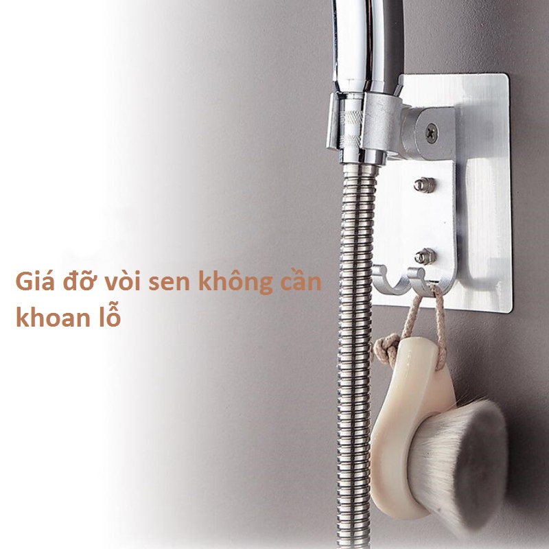 Giá đỡ vòi sen kết hợp móc treo đồ - không cần đục lỗ trên tường