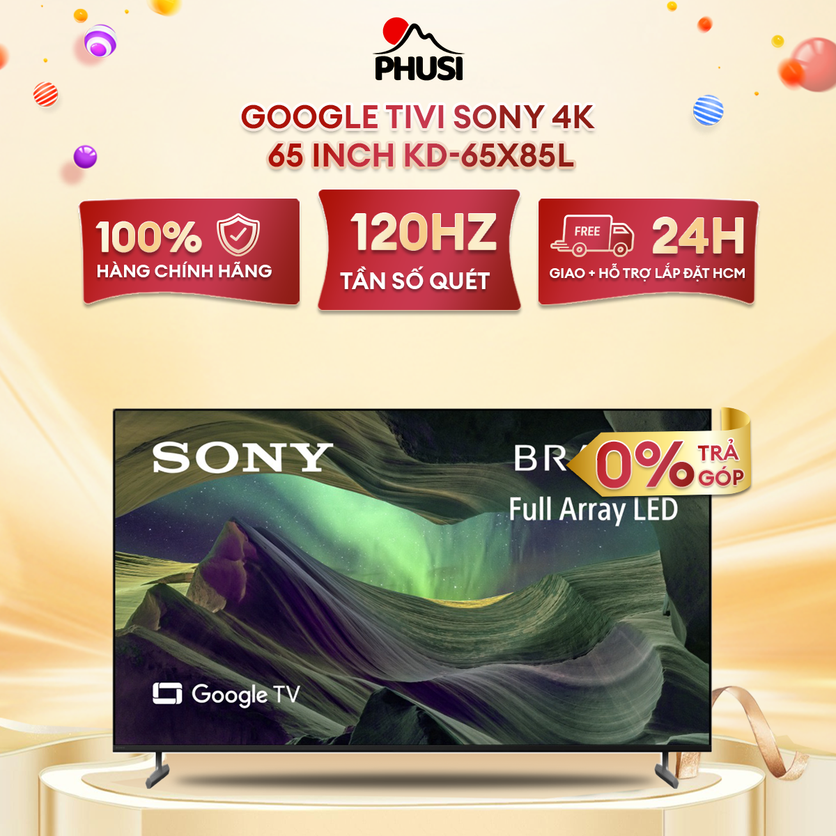 Google Tivi Sony 4K 65 inch KD-65X85L - Model 2023