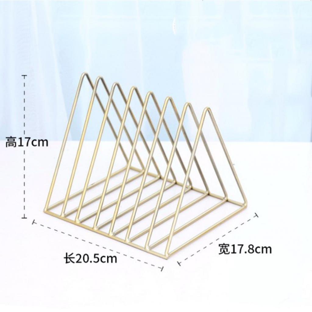 Triangle Book Holder Minimalist Bookshelf Desktop Organizer Rack A Gold