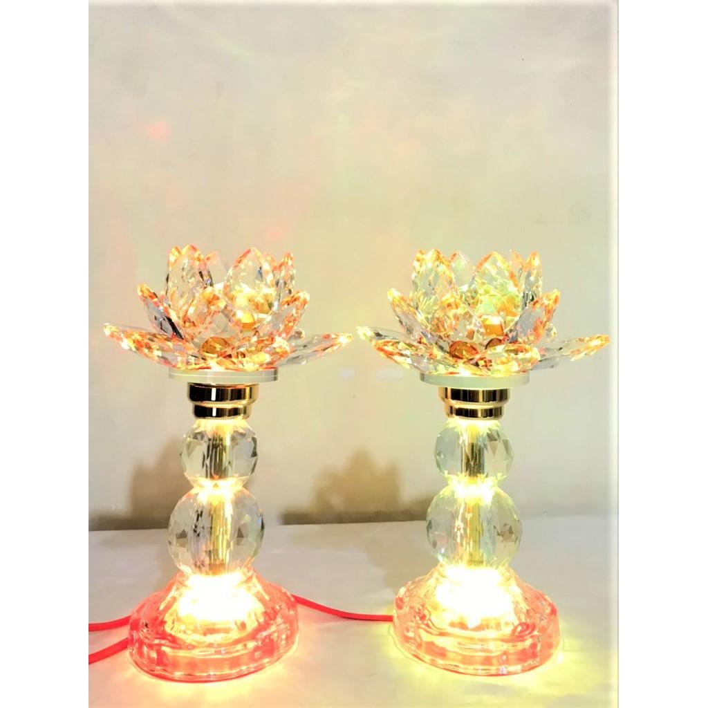 Đèn Pha Lê Hoa Sen Nhiều Màu cao 24cm