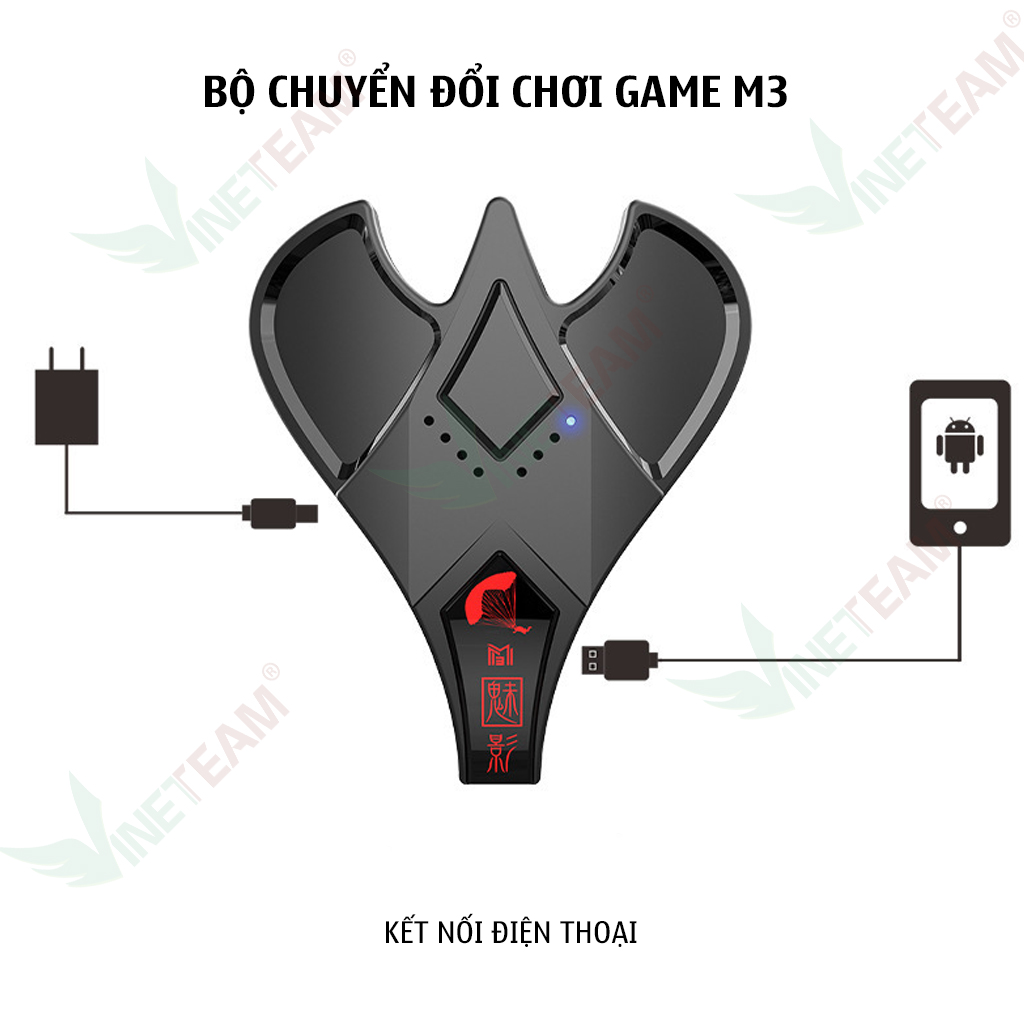 Bộ Chuyển Đổi Bàn Phím Chuột M3 Bluetooth 5.0 Chơi Game Pubg Mobile Kết Nối Hỗ Trợ Tất Cả Các Loại Chipset Dành Cho Điện Thoại Android/IOS - Hàng Chính Hãng