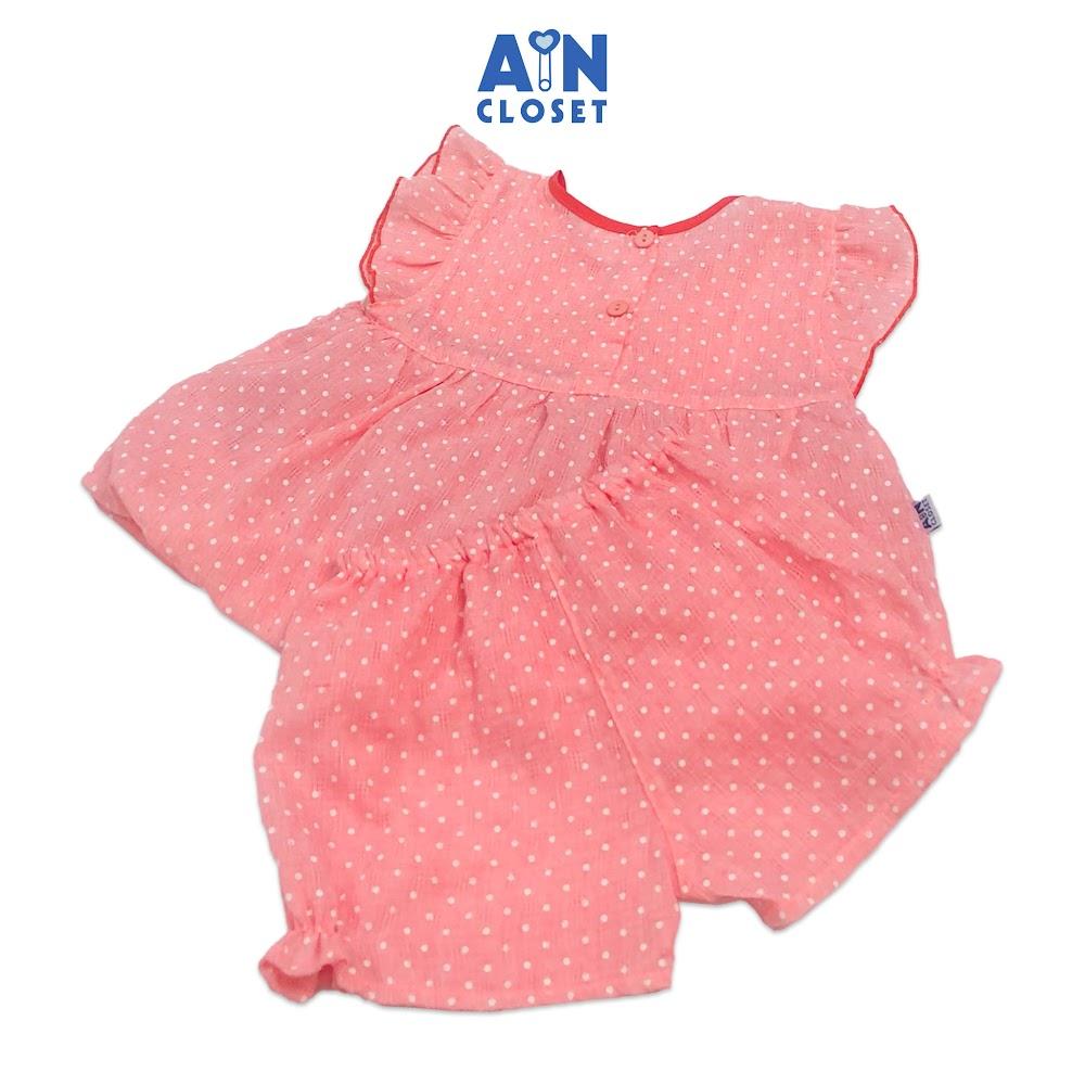 Bộ ngắn bé gái họa tiết Áo bí Bi nhí hồng cotton boi - AICDBGACRMWB - AIN Closet