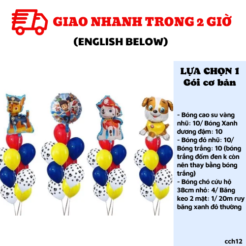 Bộ bong bóng trang trí chó cứu hộ Paw patrol CCH12