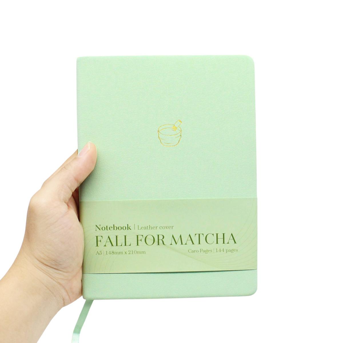 Sổ Bìa Da Mềm - Fall For Matcha A5 - Kẻ Caro - 144 Trang 100gsm - The Sun - Milky Matcha