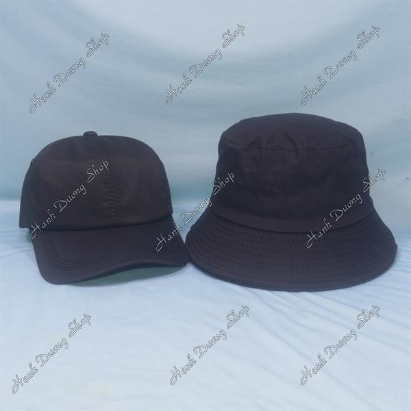 Set Nón Cặp Bucket & Cap Trơn Không Thêu (LT50-2); (KTH02) - Đen