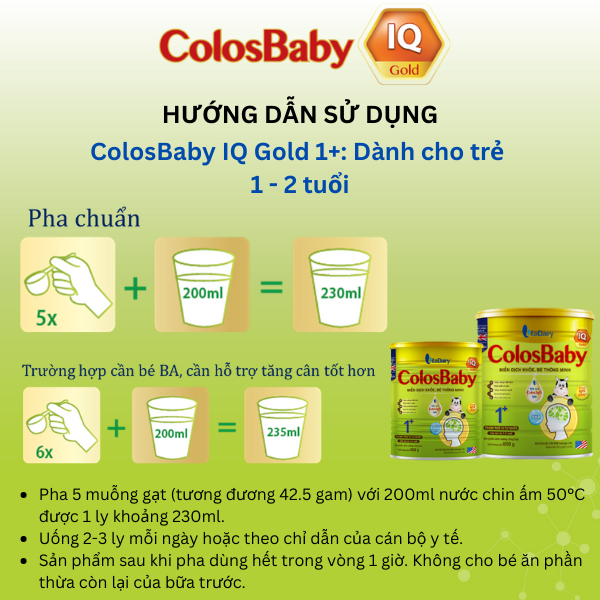 Colosbaby IQ Gold 1 + 400g hỗ trợ phát triển trí não, miễn dịch khỏe cho bé - VitaDairy