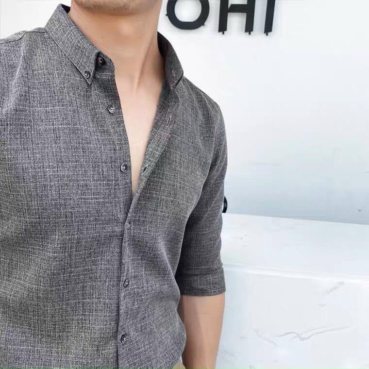 Áo so mi nam đũi cổ bẻ - Aru Shop