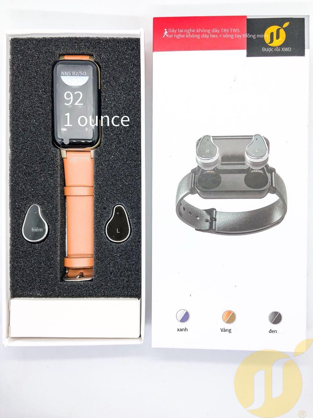 Giao hàng nhanh tai nghe bluetooth thông minh đồng hồ thể thao 2 trong 1 quà tặng cao cấp màn hình màu vòng tay đơn giản đồng hồ đo nhịp tim T89
