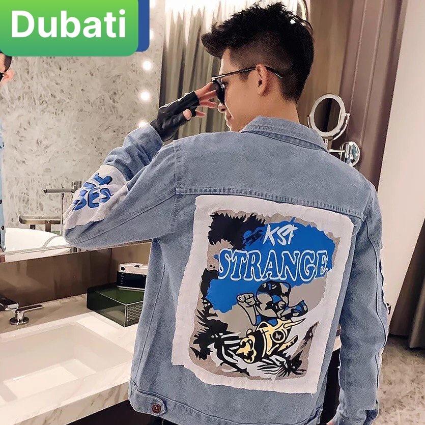 ÁO KHOÁC JEAN CHẤT BÒ NAM UNISEX CHỮ STRANGE PHONG CÁCH HÀN QUỐC TRẺ TRUNG- DUBATI FASHION