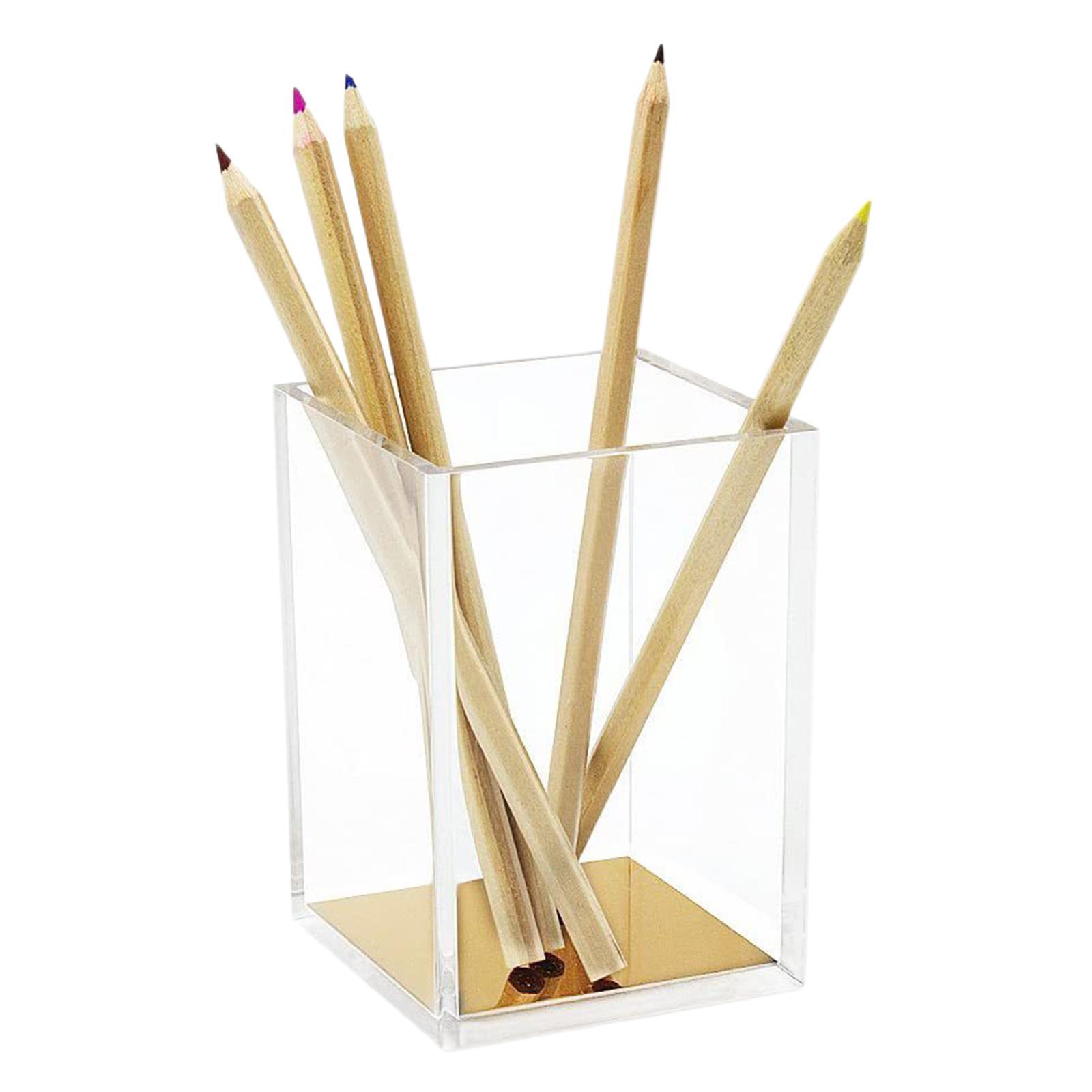 2x Transparent Makeup Brush Holder Cosmetic Storage Desktop Organizer Container