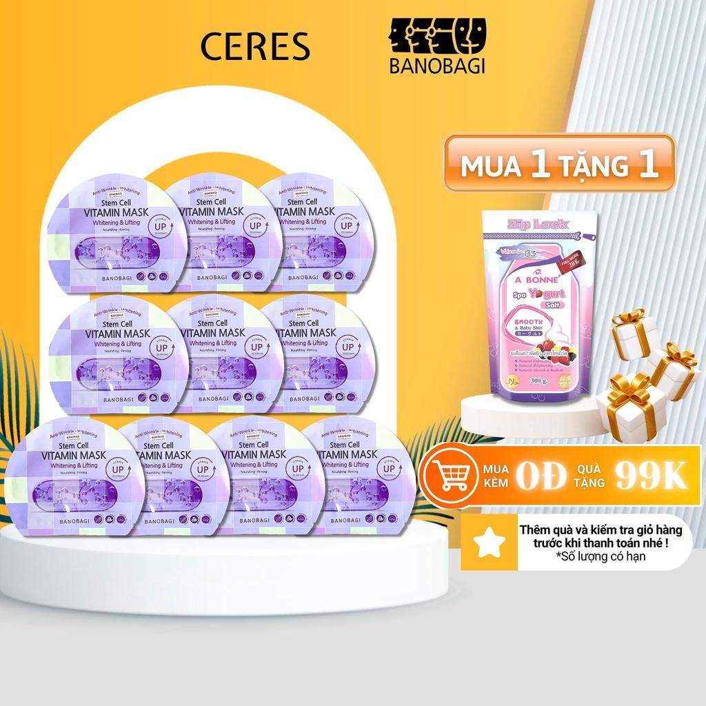 Hộp 10 Mặt Nạ Giấy Banobagi Stem Cell Vitamin Mask Whitening & Lifting 30ml/Miếng